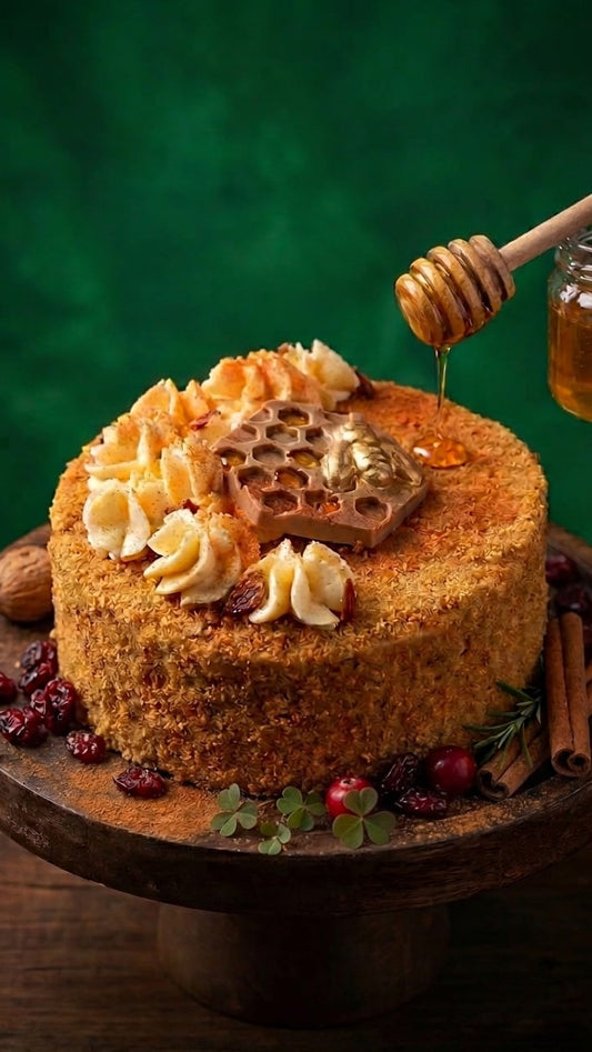 Honey - Cranberry cake aka Medovik